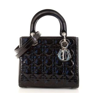 Lady Dior Black Patent Medium